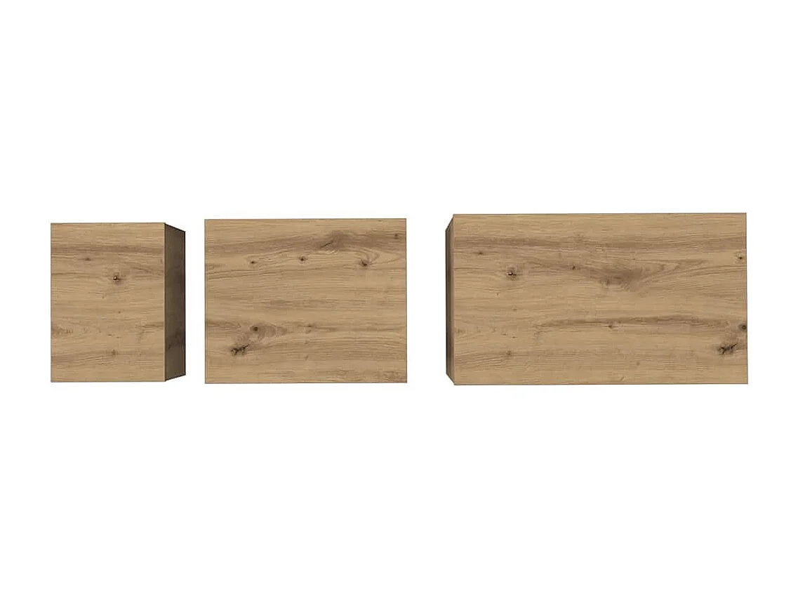 Table basse gigogne 3 pcs chêne artisanal 60 x 35 x 56 cm