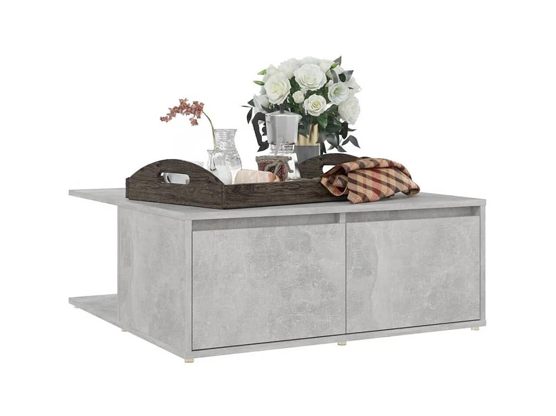 Tavolino da caffè grigio cemento 80x80x31 cm in legno ingegnerizzato