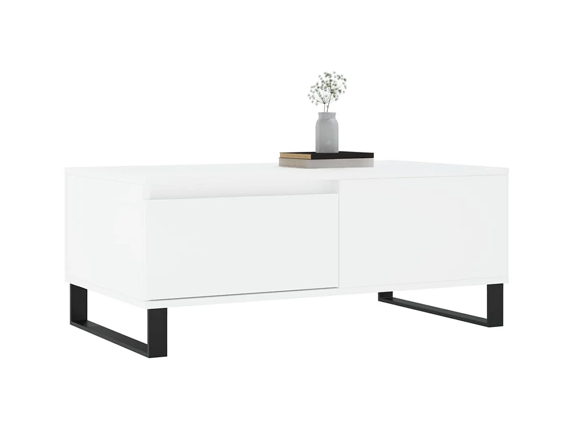 Salontafel Wit 90x50x36,5 cm Bewerkt hout