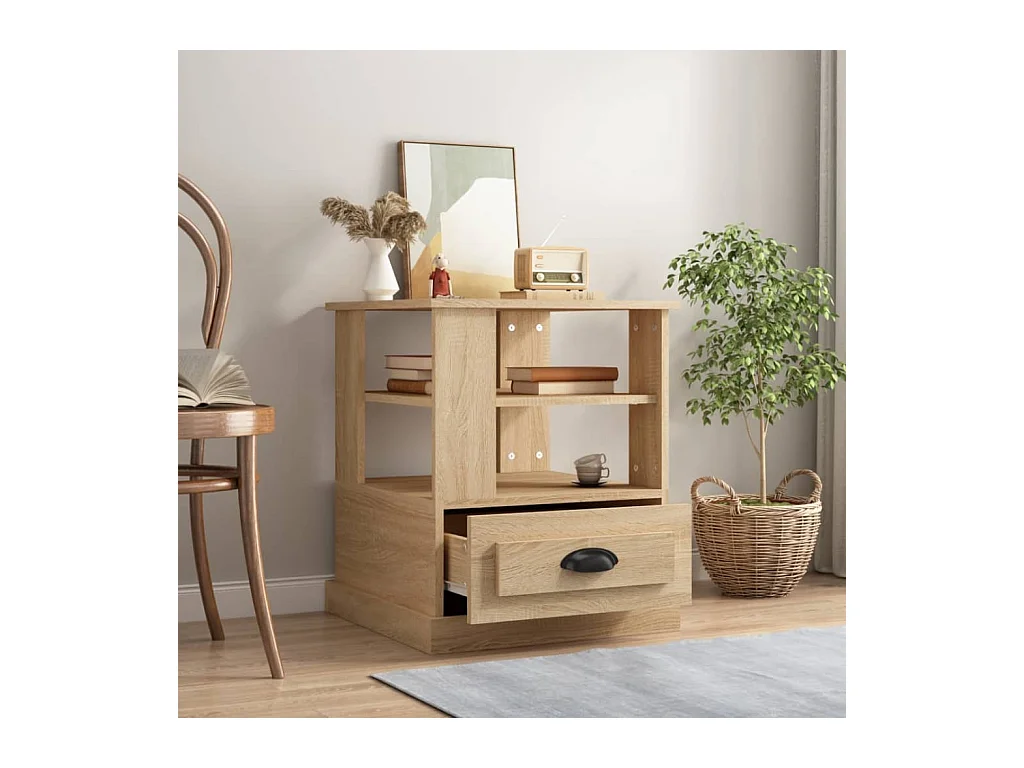 Tavolino laterale in rovere Sonoma 50x50x60 cm in legno ingegnerizzato