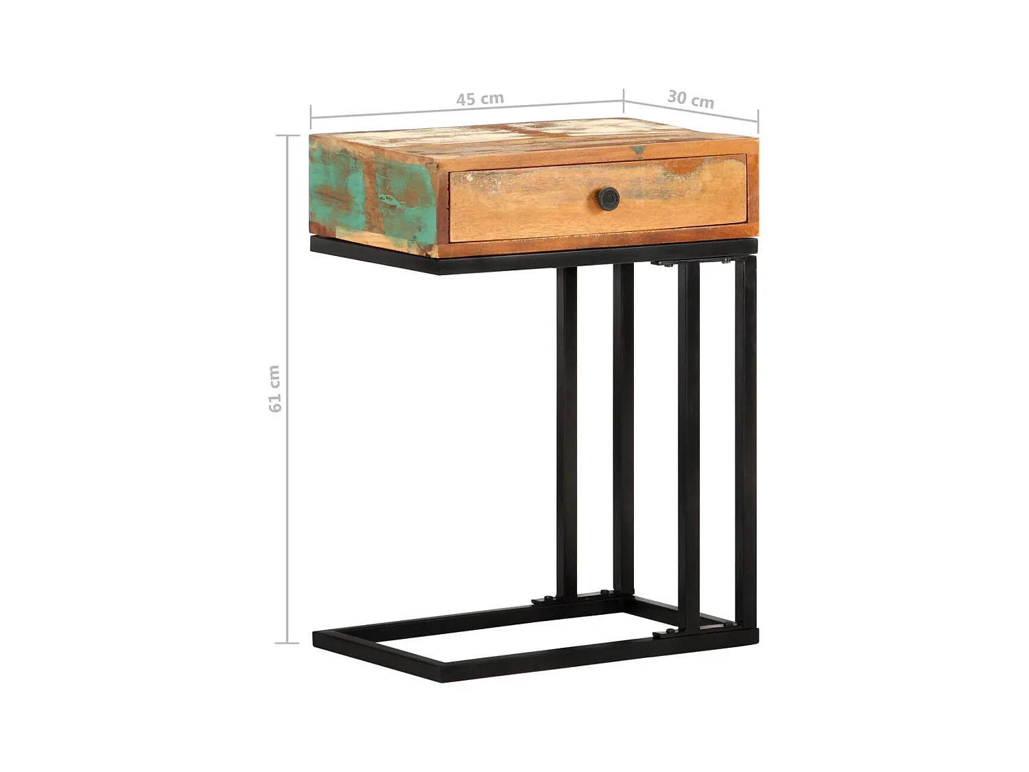 Table d'appoint en U 45x30x61 cm Bois de récupération massif