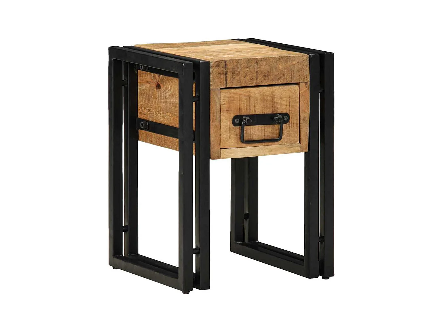 Tavolino laterale marrone 30 x 30 x 40 cm in legno massello di mango