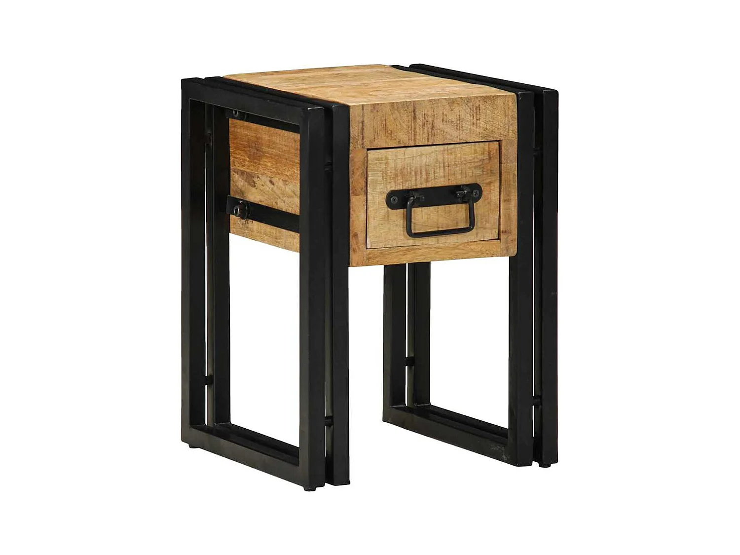 Tavolino laterale marrone 30 x 30 x 40 cm in legno massello di mango