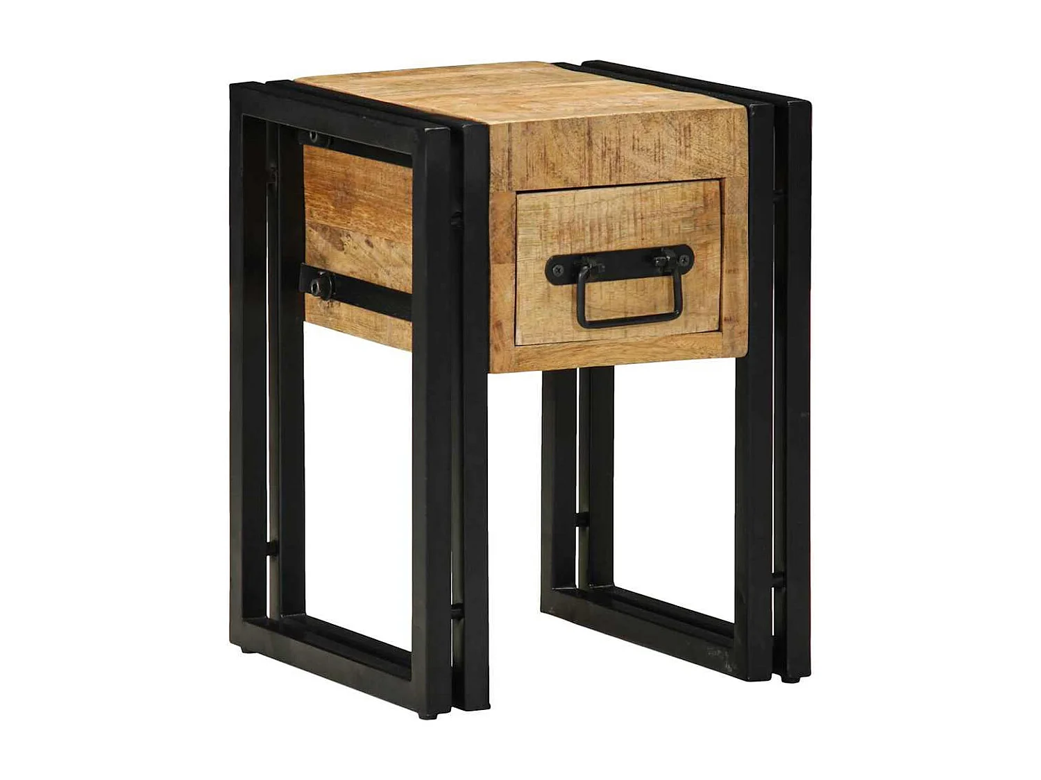 Bruine bijzettafel 30 x 30 x 40 cm massief mangohout