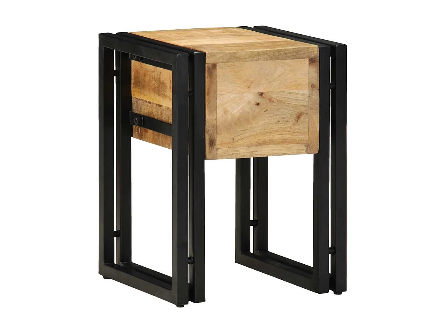 Bruine bijzettafel 30 x 30 x 40 cm massief mangohout