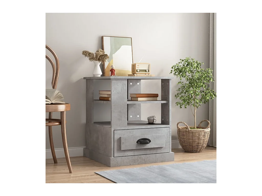 Table d'appoint gris béton 50x50x60 cm bois d'ingénierie