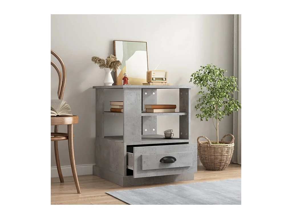 Table d'appoint gris béton 50x50x60 cm bois d'ingénierie