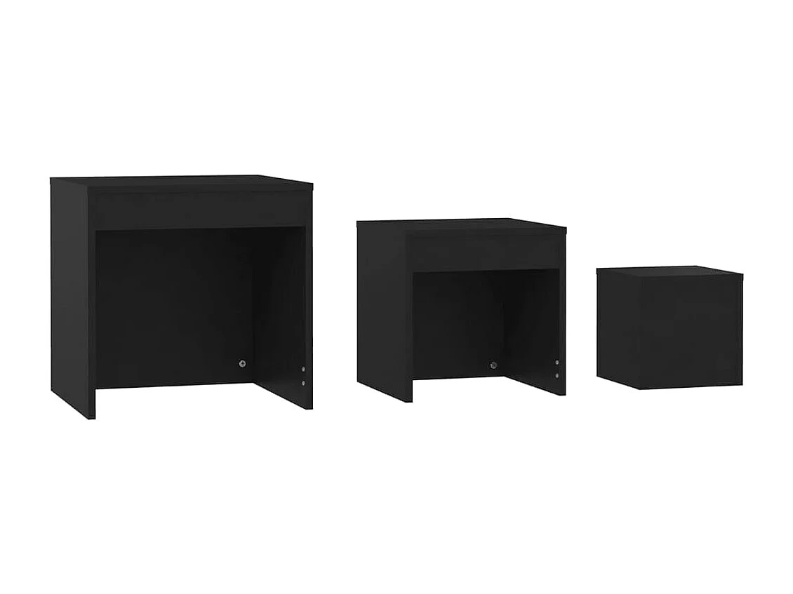 Tables gigognes 3 pcs Noir Aggloméré