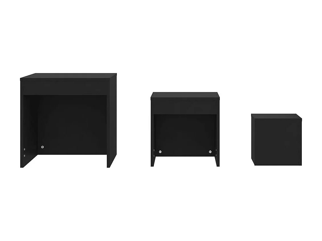 Tables gigognes 3 pcs Noir Aggloméré
