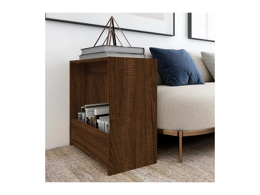 Tavolino laterale Rovere marrone 50x26x50 cm Legno ingegnerizzato