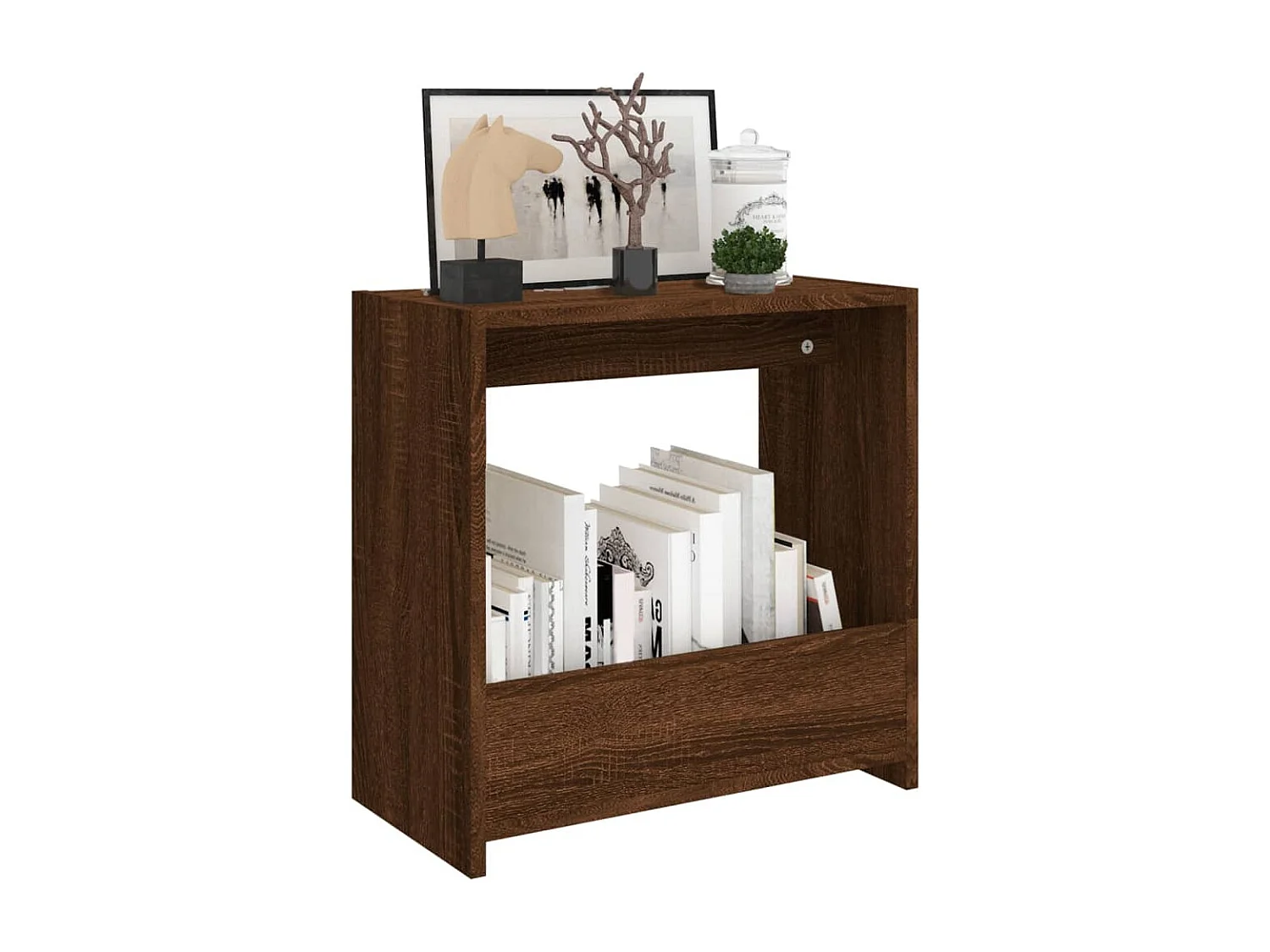 Bijzettafel Bruin eiken 50x26x50 cm Bewerkt hout