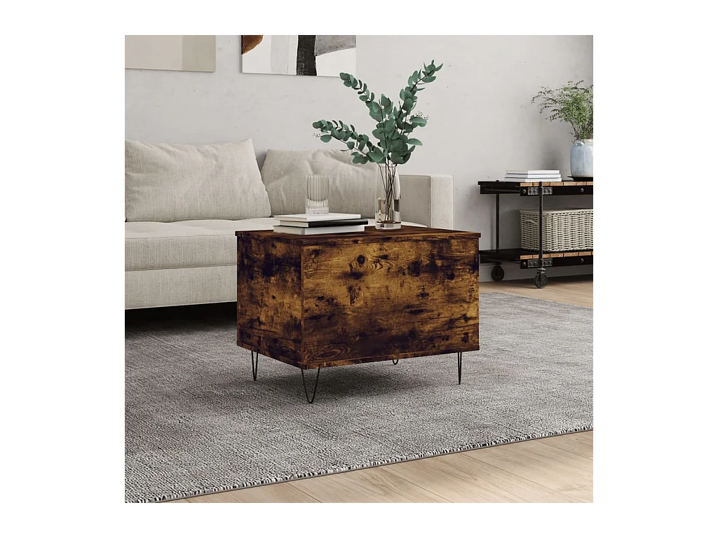 Tavolino da caffè in rovere affumicato 60x44,5x45 cm in legno ingegnerizzato