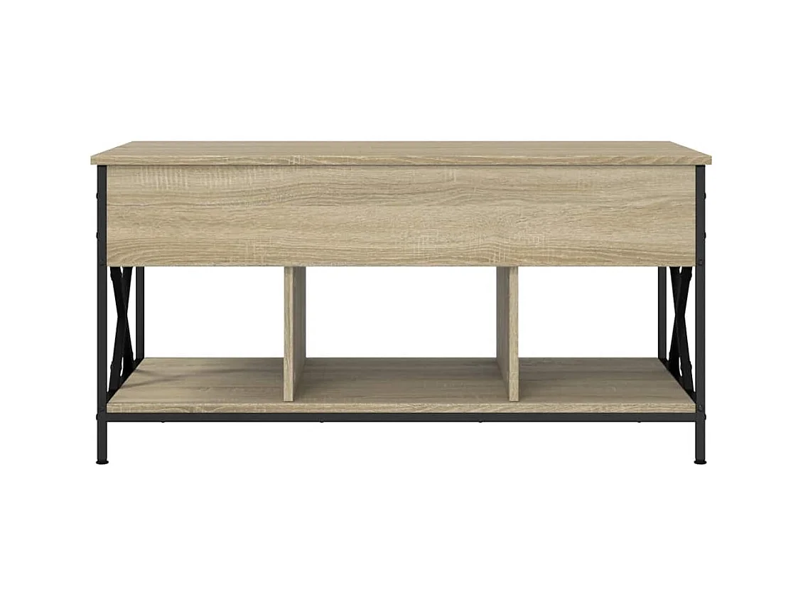 Tavolino da caffè in rovere Sonoma 100x55x50cm in legno ingegnerizzato e metallo