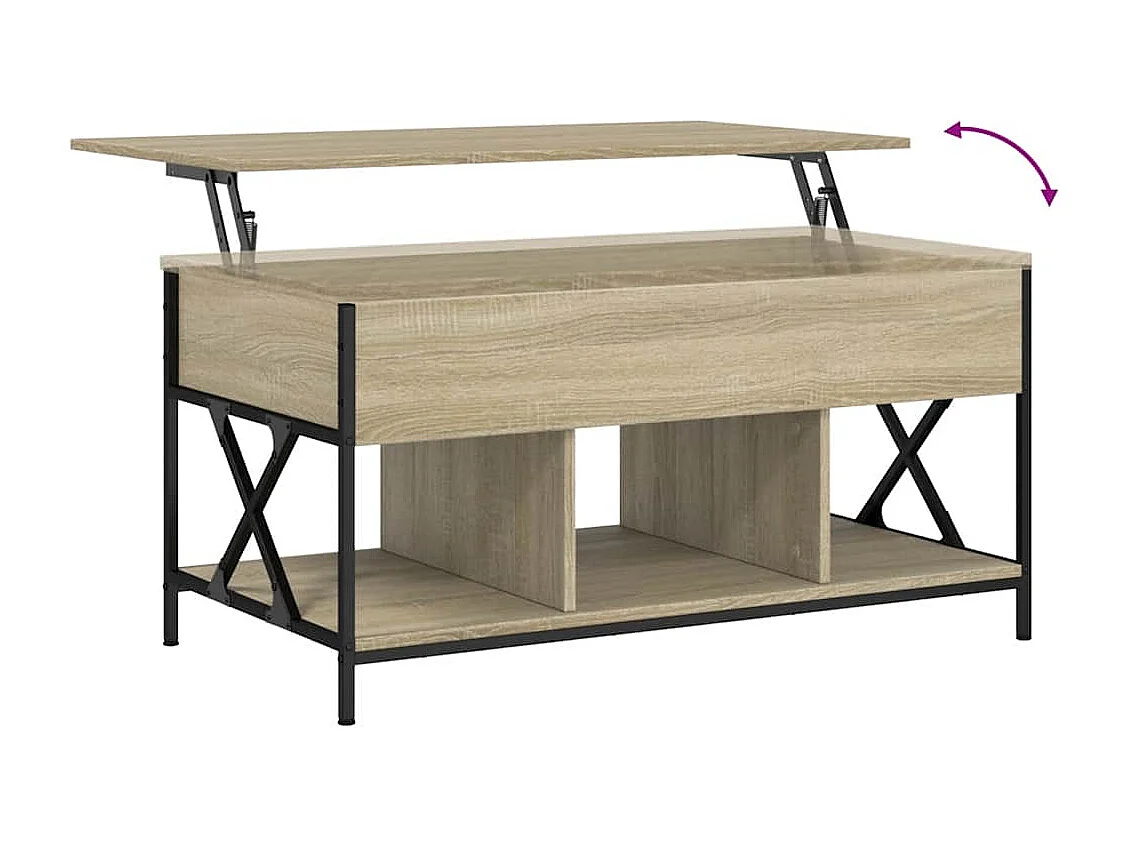 Table basse chêne sonoma 100x55x50cm bois d'ingénierie et métal