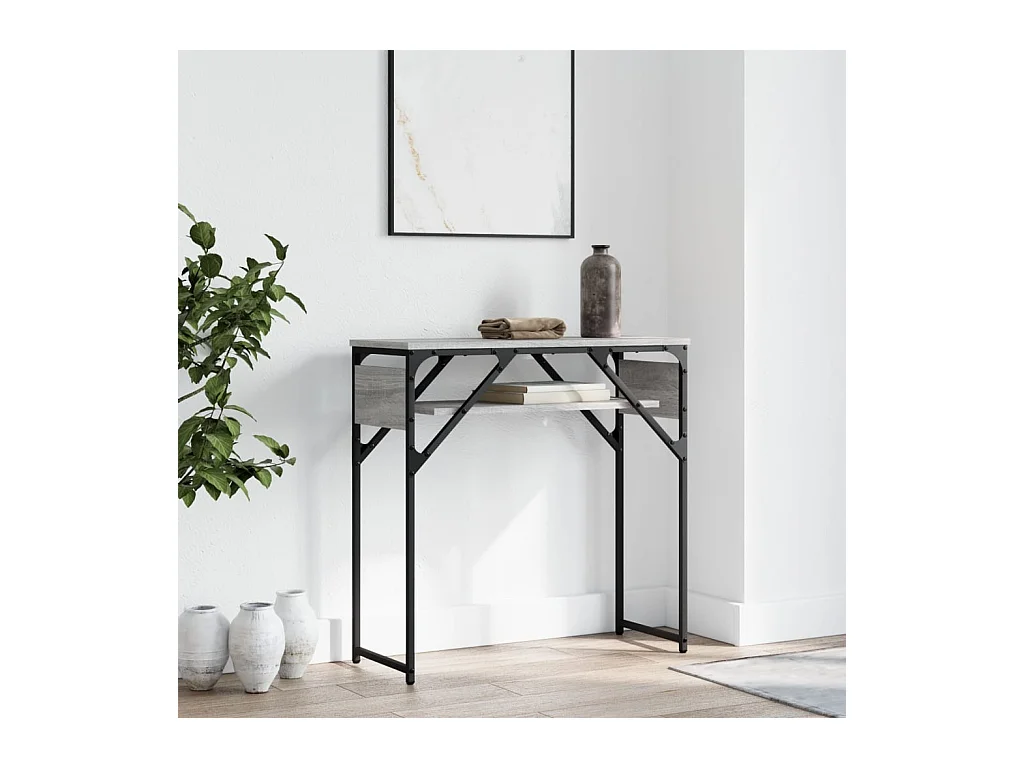 Table console avec étagère sonoma gris 75x30x75 cm