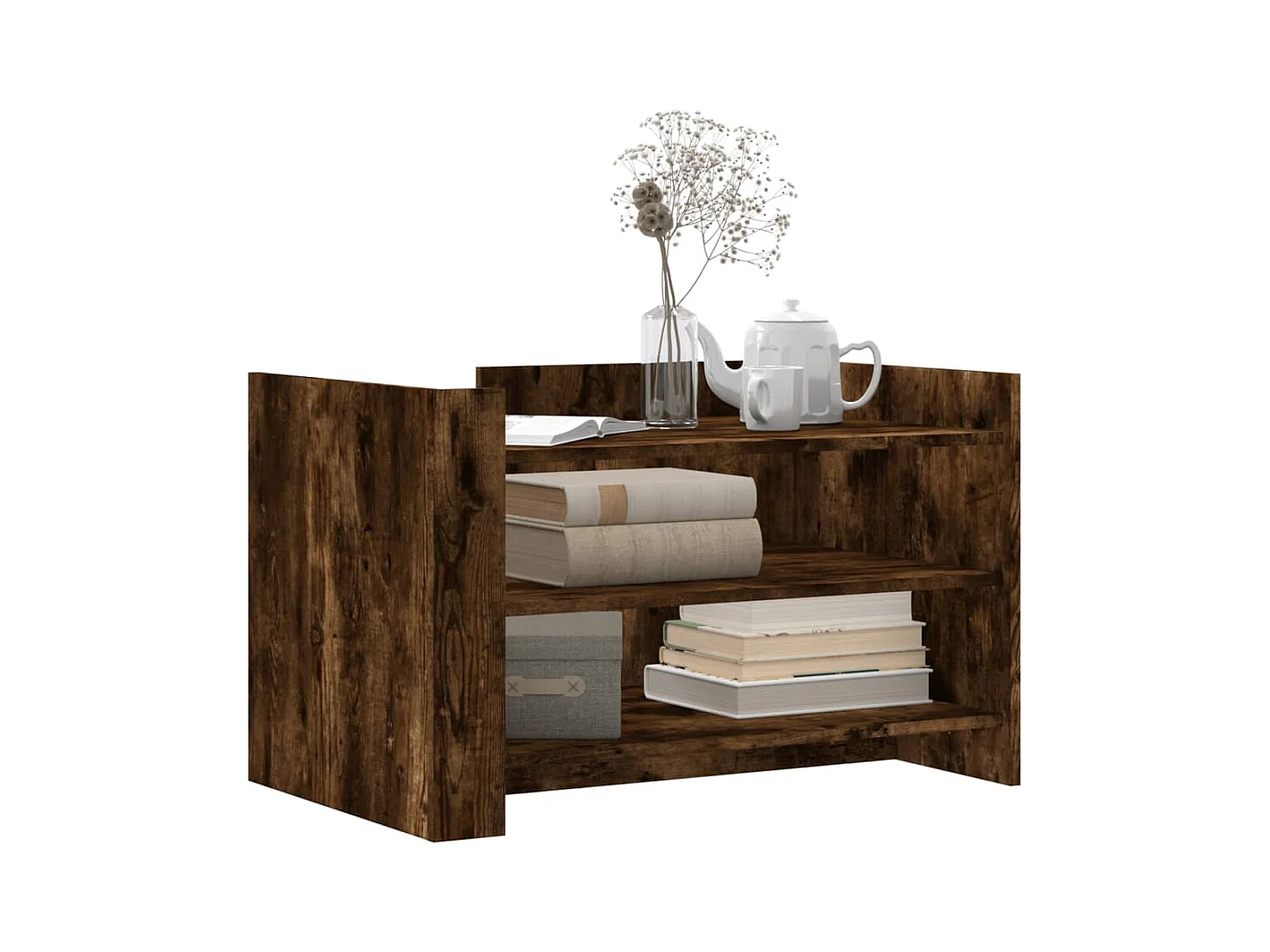 Tavolino da caffè in rovere affumicato 80x50x50 cm in legno ingegnerizzato