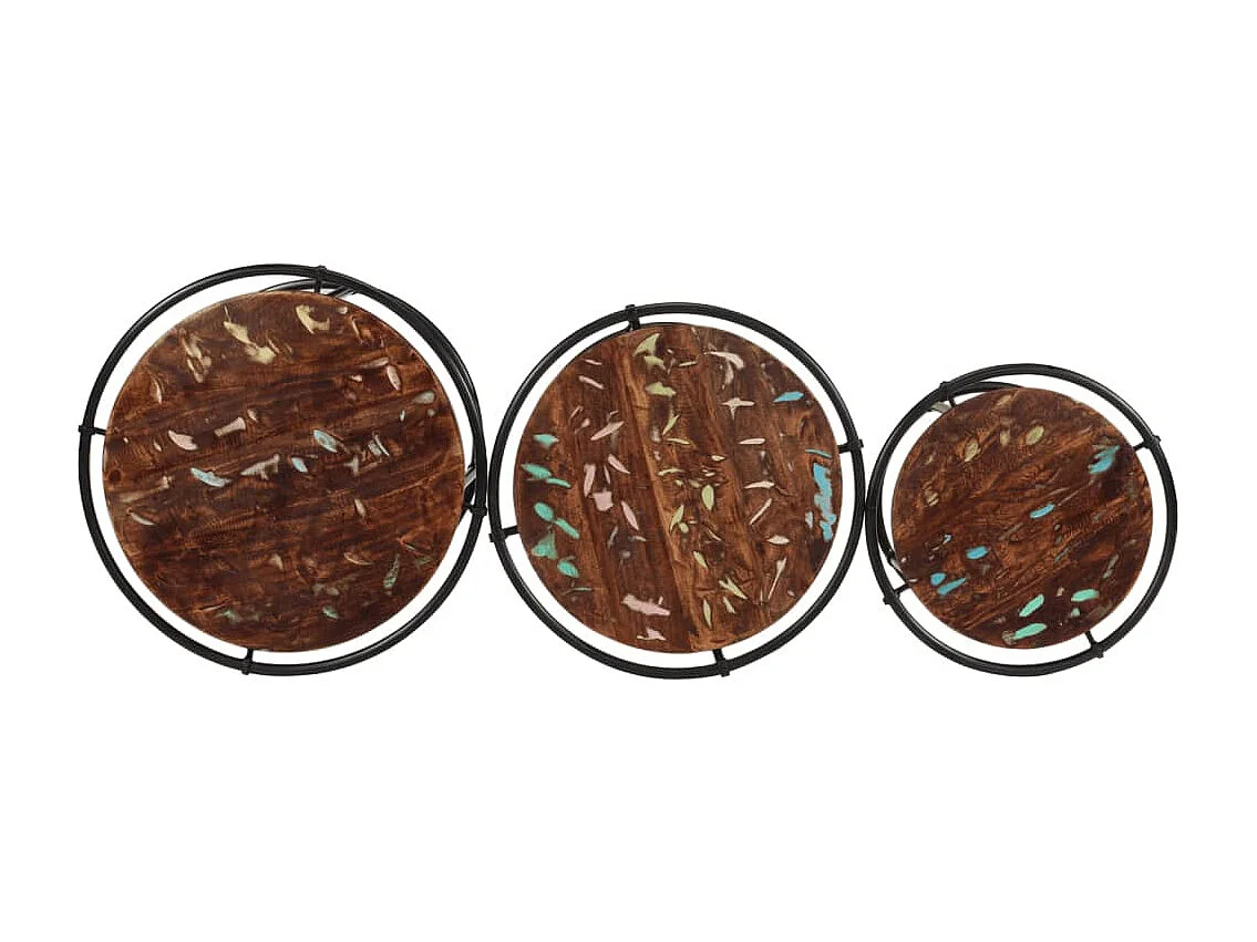 Tavolini impilabili da 3 pezzi realizzati in legno massello di recupero