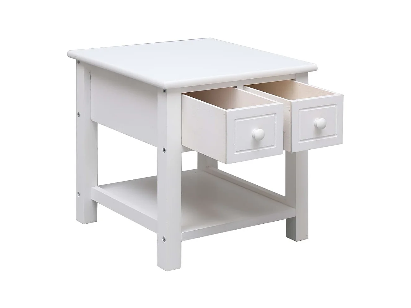 Table d'appoint Blanc 40x40x40 cm Bois de Paulownia