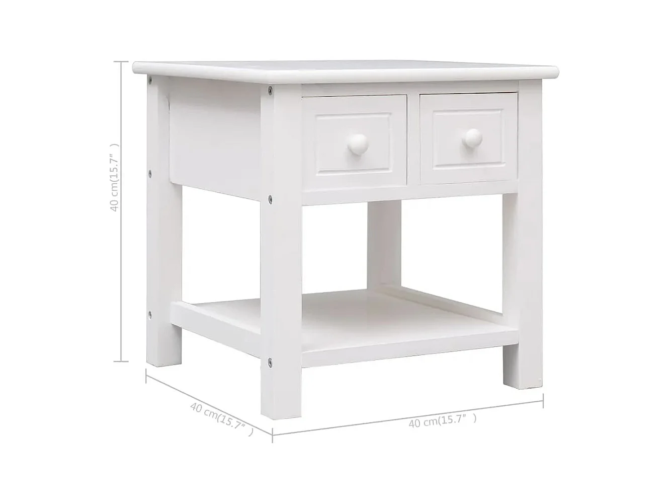 Table d'appoint Blanc 40x40x40 cm Bois de Paulownia