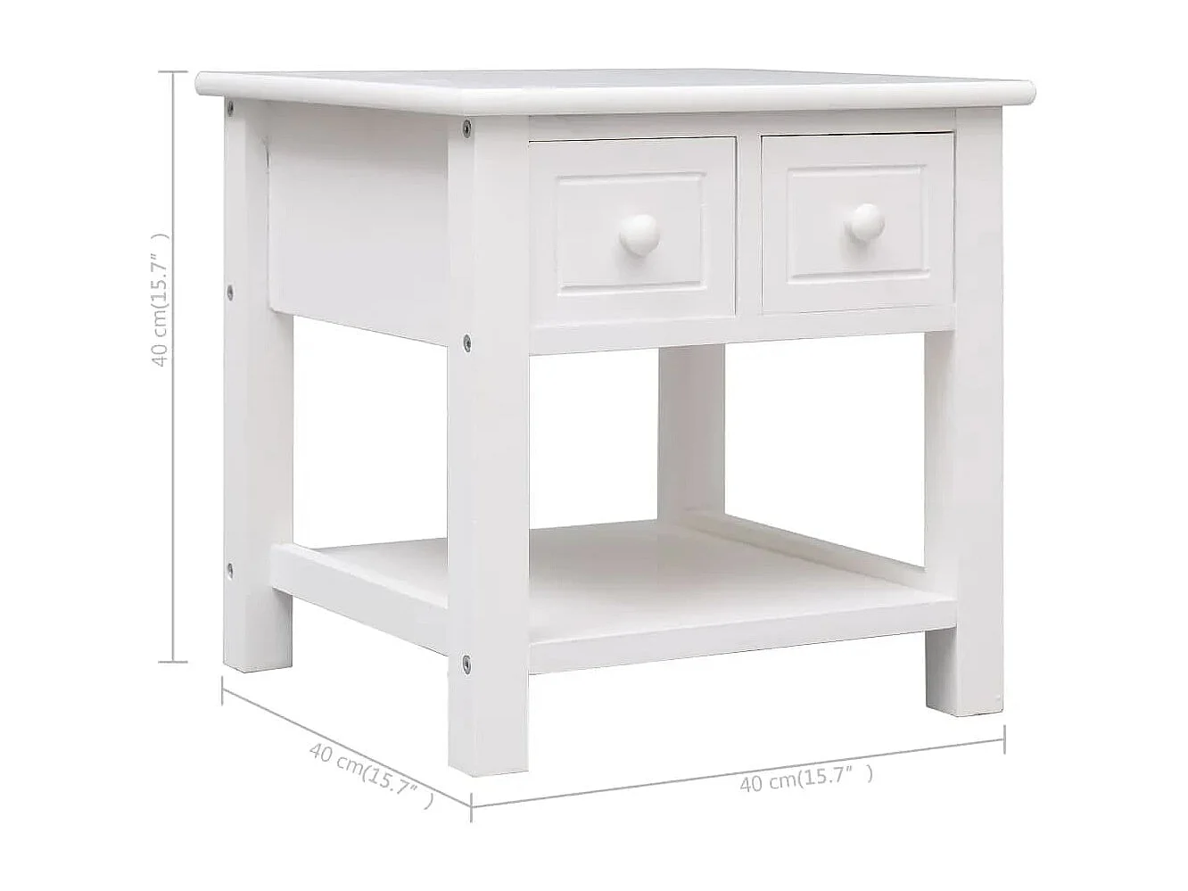 Table d'appoint Blanc 40x40x40 cm Bois de Paulownia