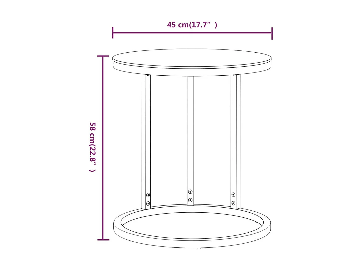 Bijzettafel van goudkleurig en zwart marmer 45 cm Gehard glas