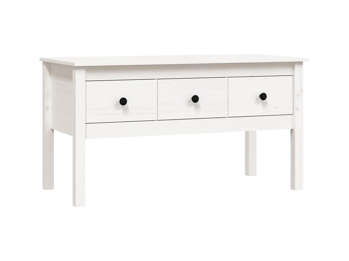 Table basse Blanc 102x49x55 cm Bois massif de pin