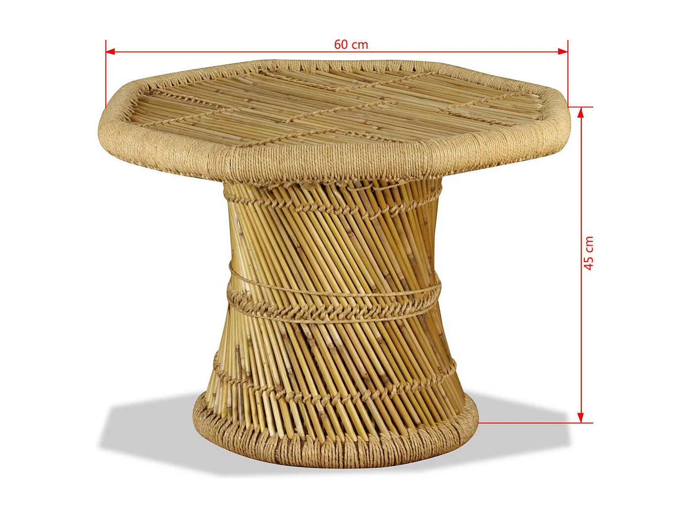 Table basse bambou octogonale 60 x 60 x 45 cm
