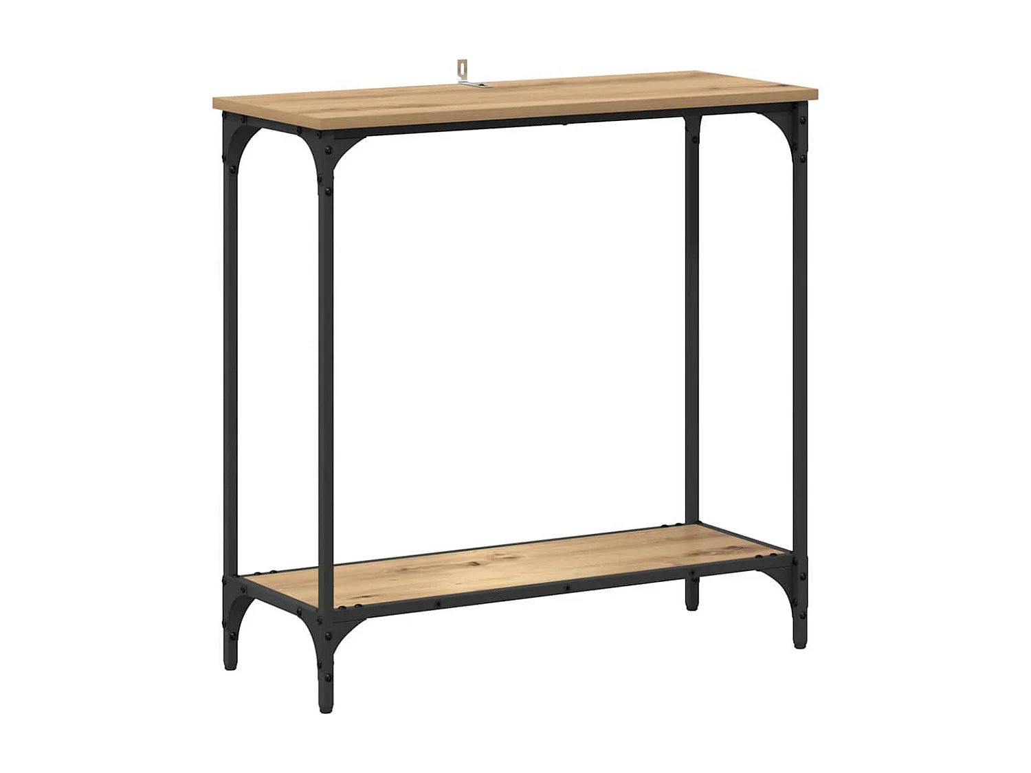 Consoletafel met plank, handgemaakt eikenhout, 75 x 30,5 x 75 cm