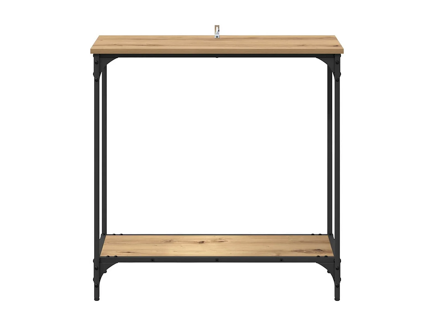 Consoletafel met plank, handgemaakt eikenhout, 75 x 30,5 x 75 cm