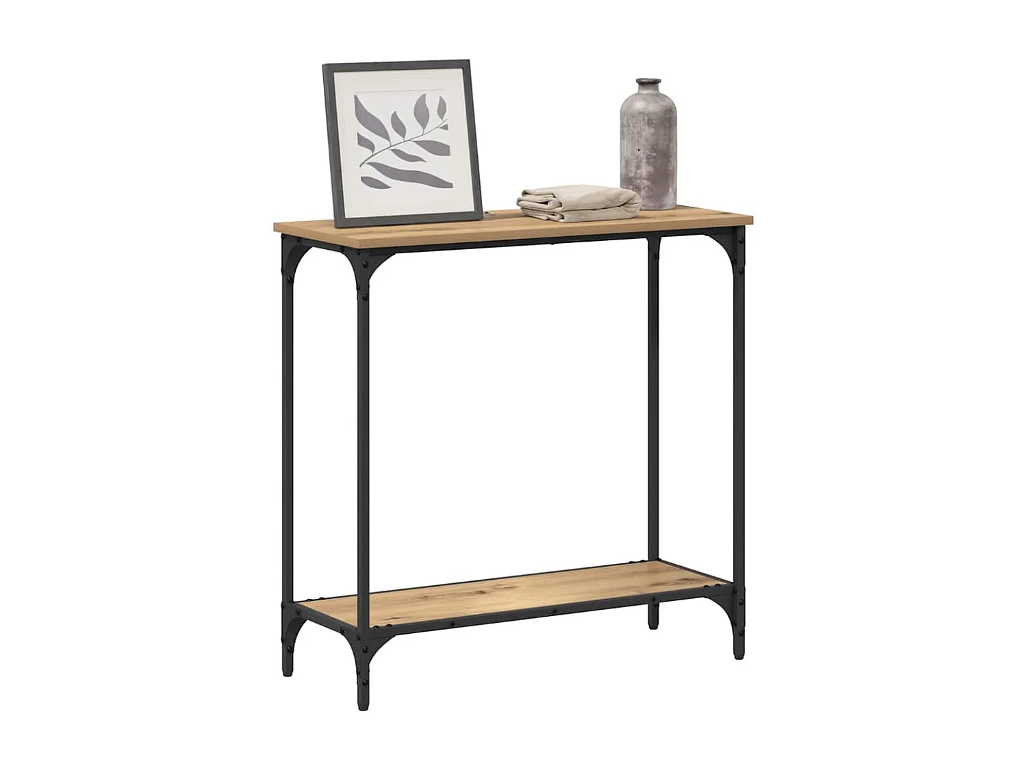 Consolle con ripiano, rovere lavorato a mano, 75 x 30,5 x 75 cm