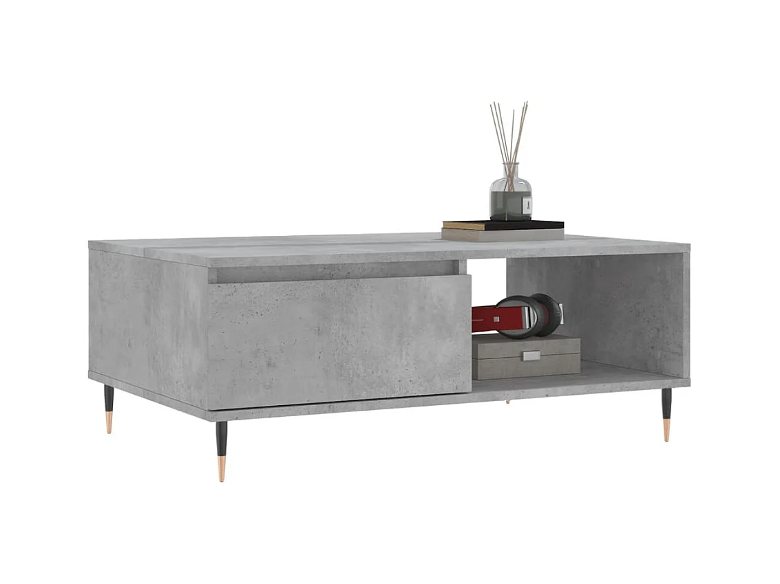 Table basse gris béton 90x60x35 cm bois d'ingénierie