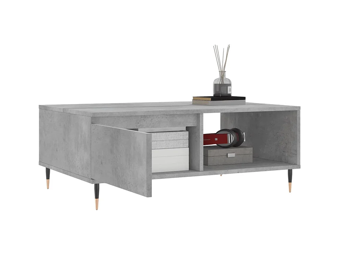 Table basse gris béton 90x60x35 cm bois d'ingénierie