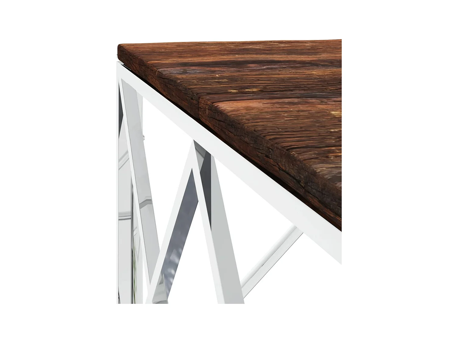 Salontafel van roestvrij staal en massief gerecycled hout