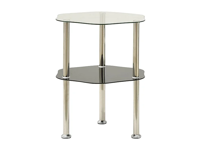 2-laags tafel Transparant en zwart 38x38x50 cm Gehard glas