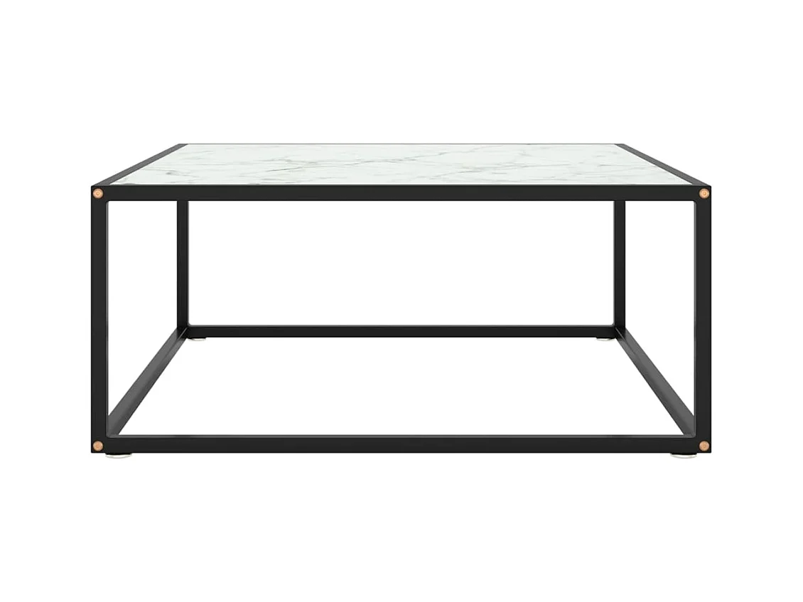 Table basse Noir avec verre marbre blanc 80x80x35 cm