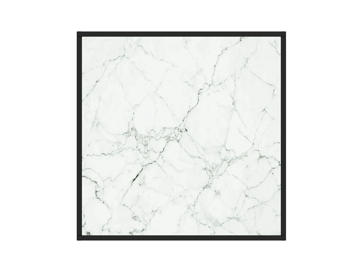 Table basse Noir avec verre marbre blanc 80x80x35 cm