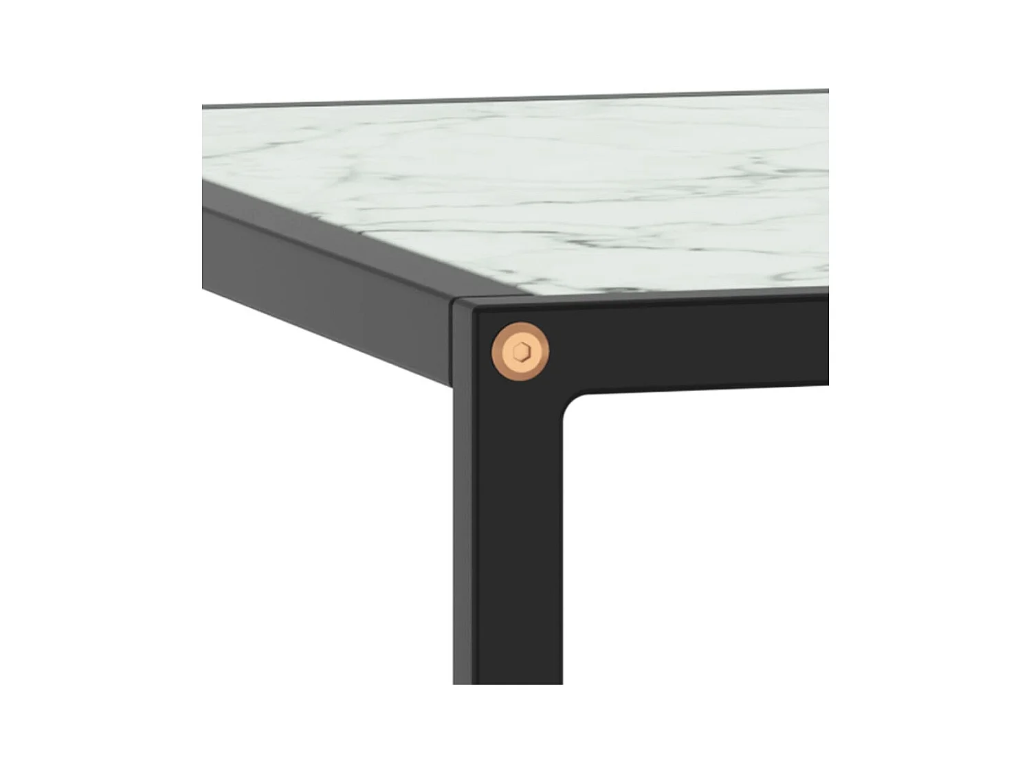 Table basse Noir avec verre marbre blanc 80x80x35 cm