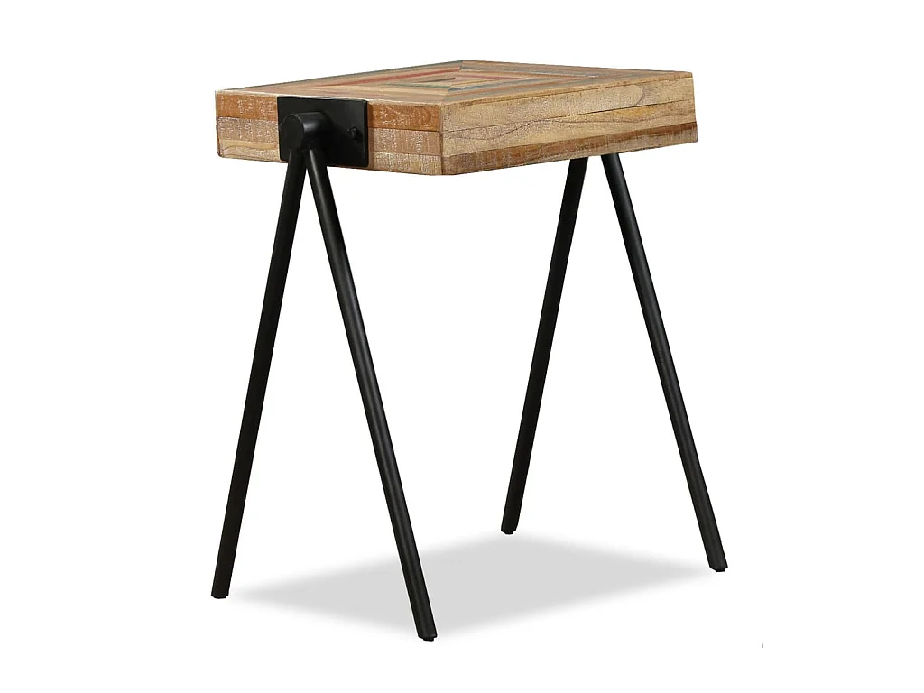 Tavolino laterale in teak massello recuperato