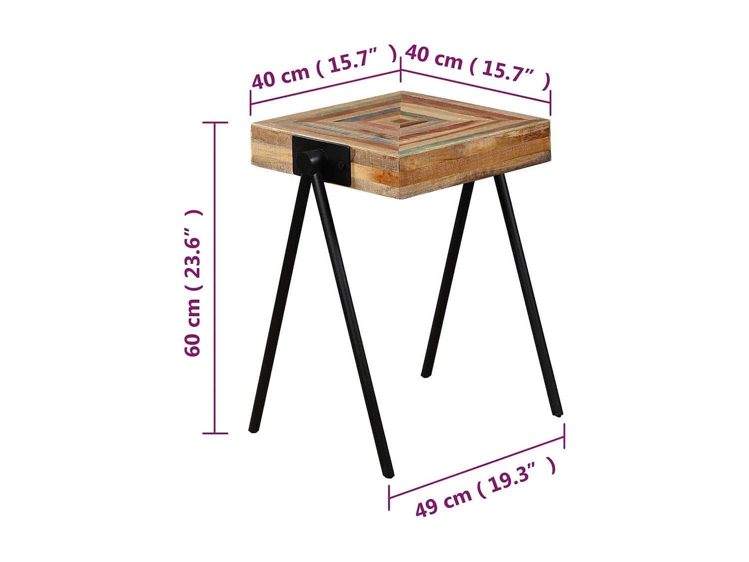 Table d'appoint Teck massif de récupération