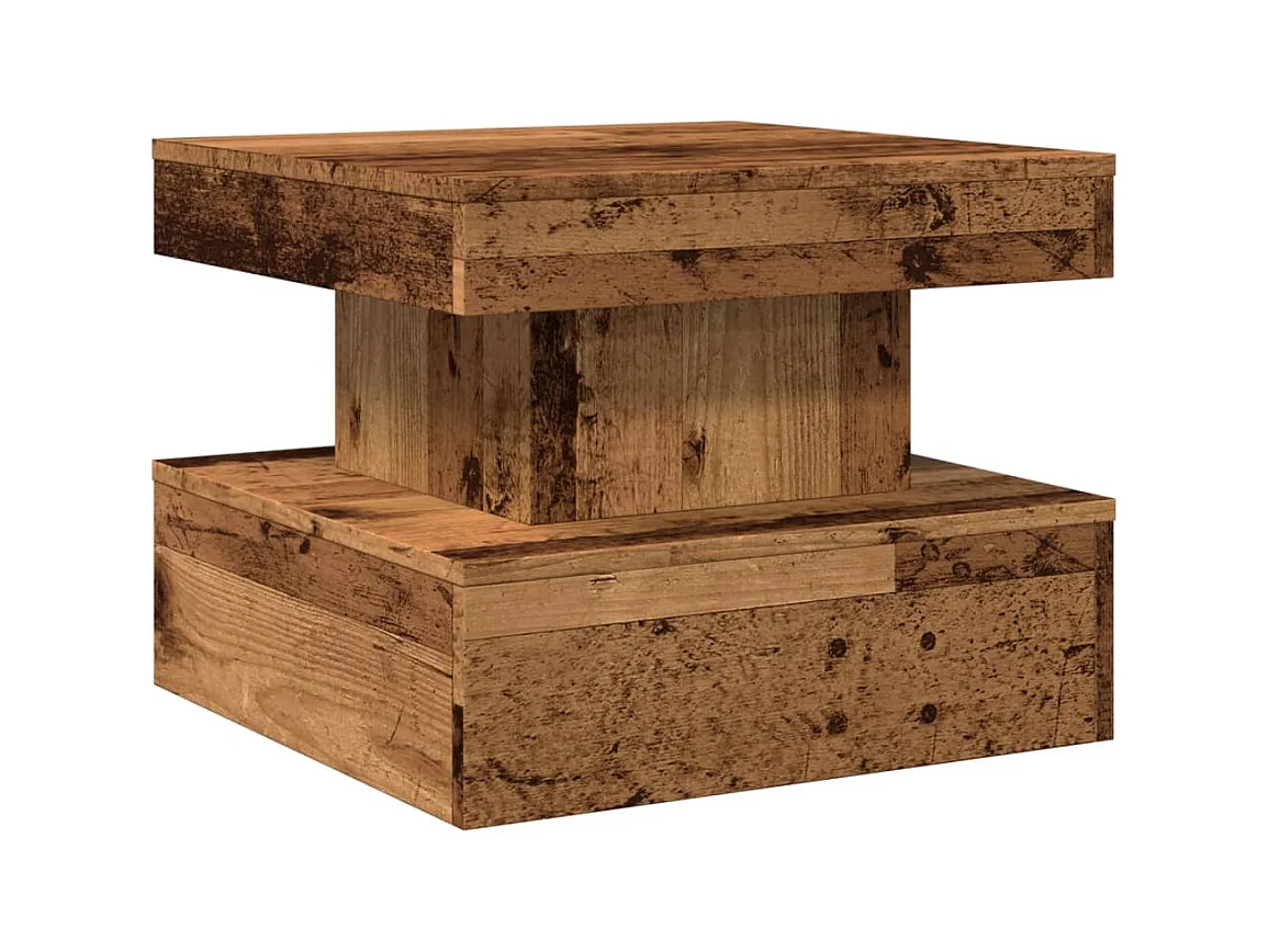 Salontafel met LED-verlichting oud hout 50x50x40 cm