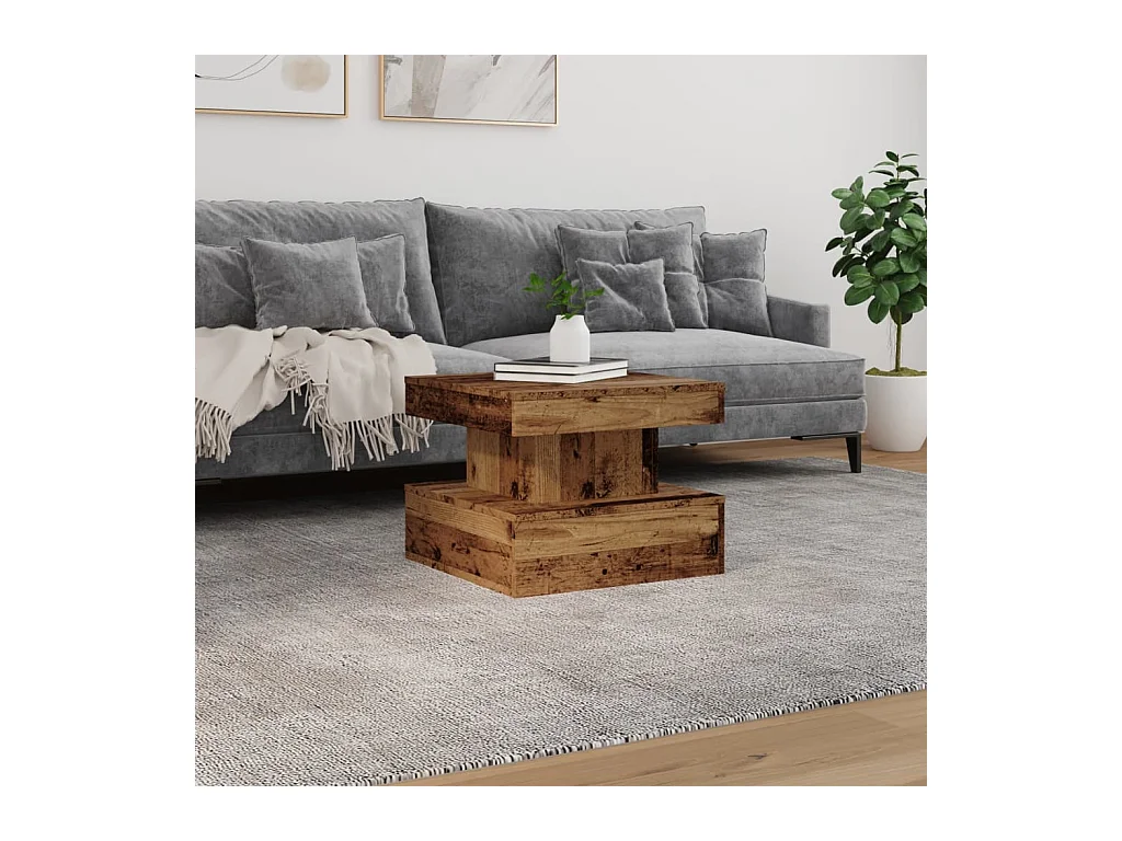 Salontafel met LED-verlichting oud hout 50x50x40 cm