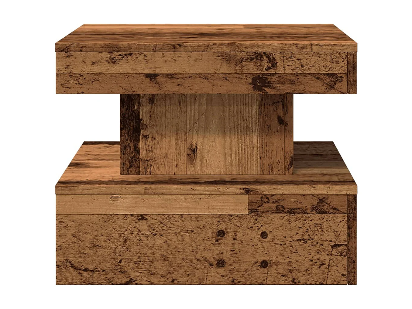 Salontafel met LED-verlichting oud hout 50x50x40 cm