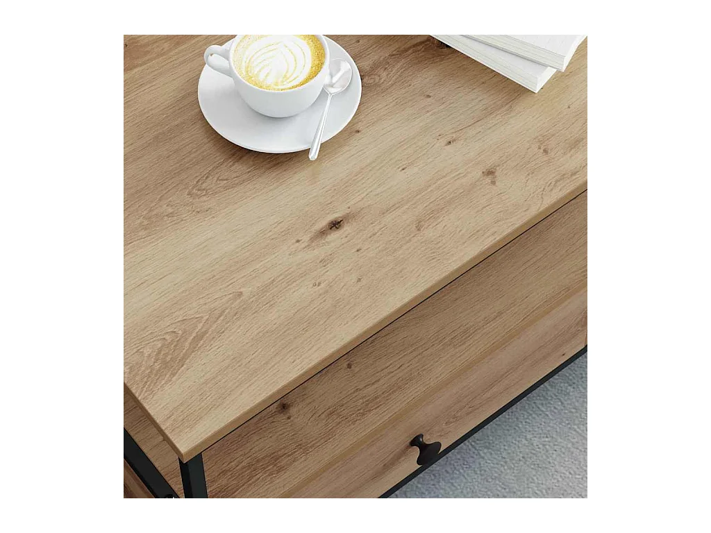 Table basse chêne artisanal 100 x 51 x 45 cm Bois d'ingénierie