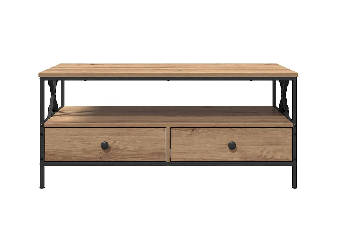 Table basse chêne artisanal 100 x 51 x 45 cm Bois d'ingénierie