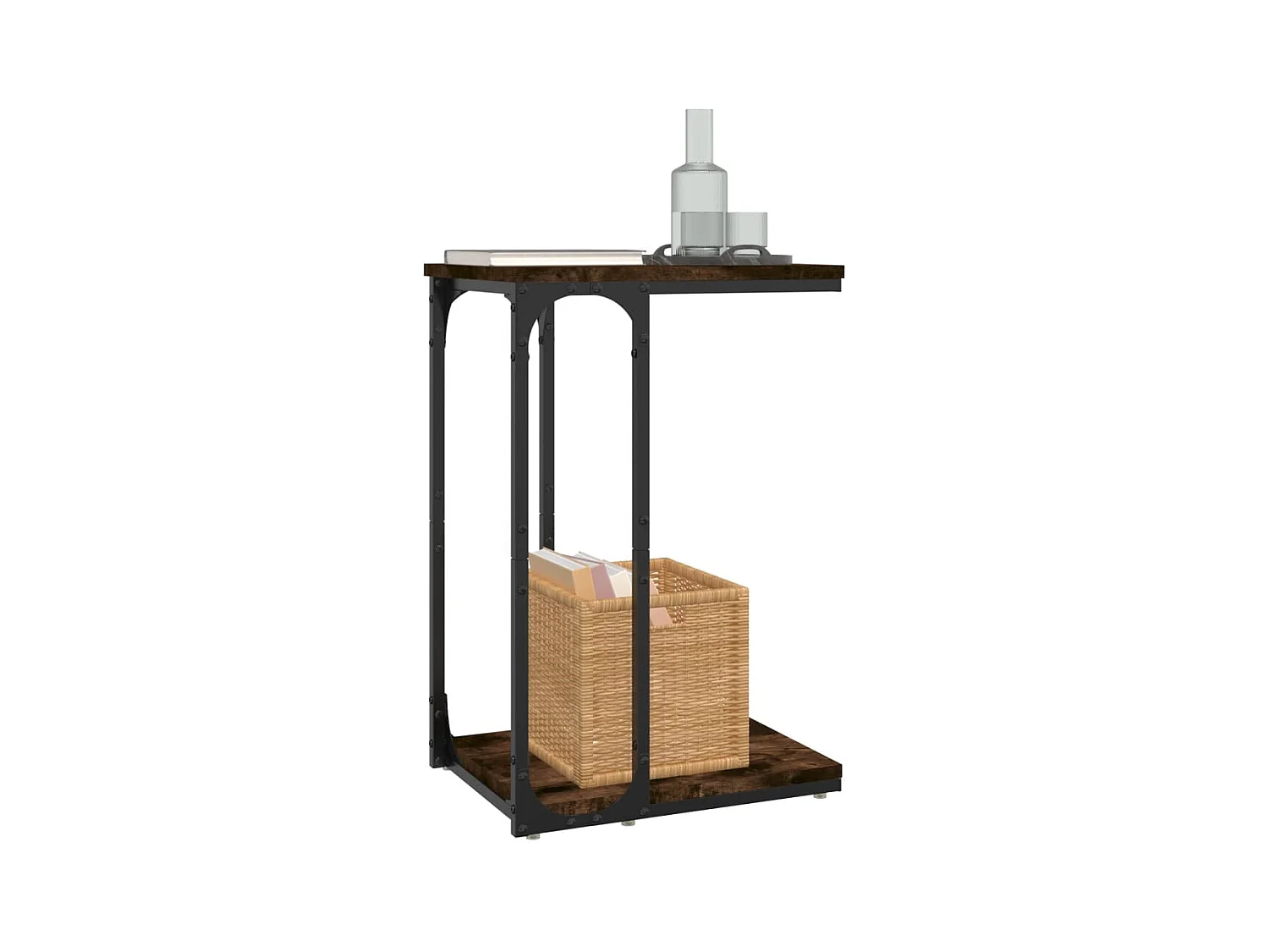 Tavolino laterale in rovere affumicato 40x30x60 cm in legno ingegnerizzato