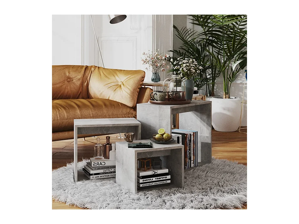 Bijzettafels 3 stuks Betongrijs Agglomeraat