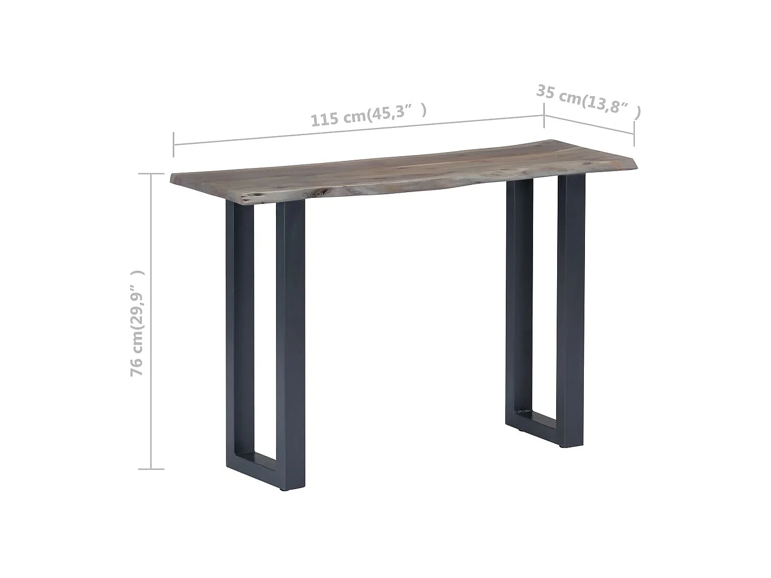 Table console Gris 115 x 35 x 76 cm Bois d'acacia massif et fer