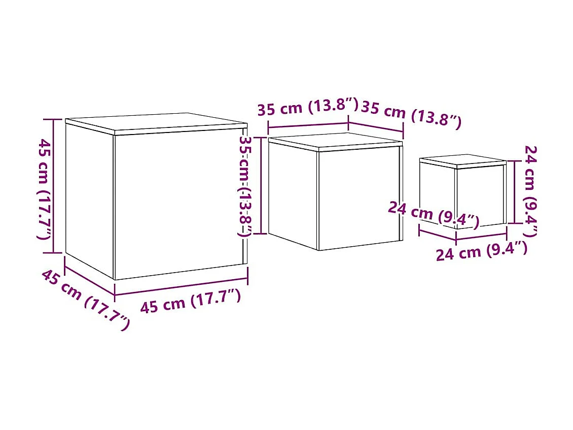 Tables d'appoint 3 pcs chêne artisanal bois d'ingénierie