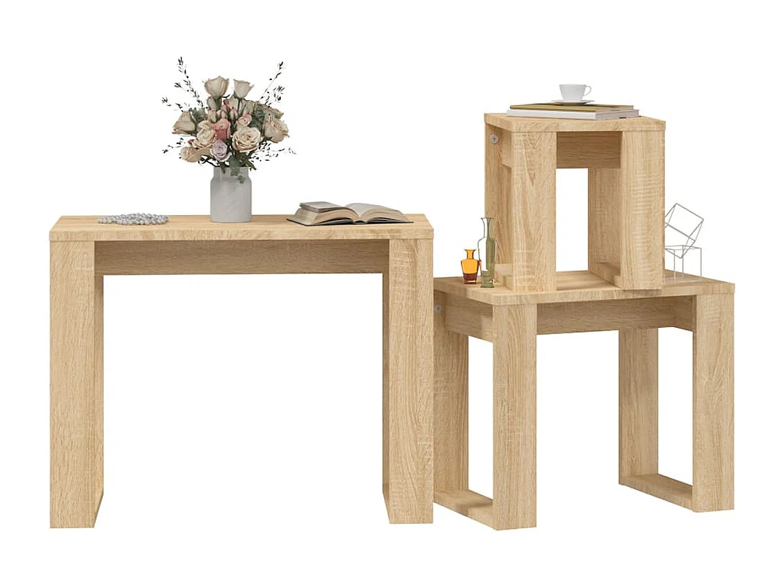Tables gigognes 3 pcs Chêne sonoma Bois d'ingénierie