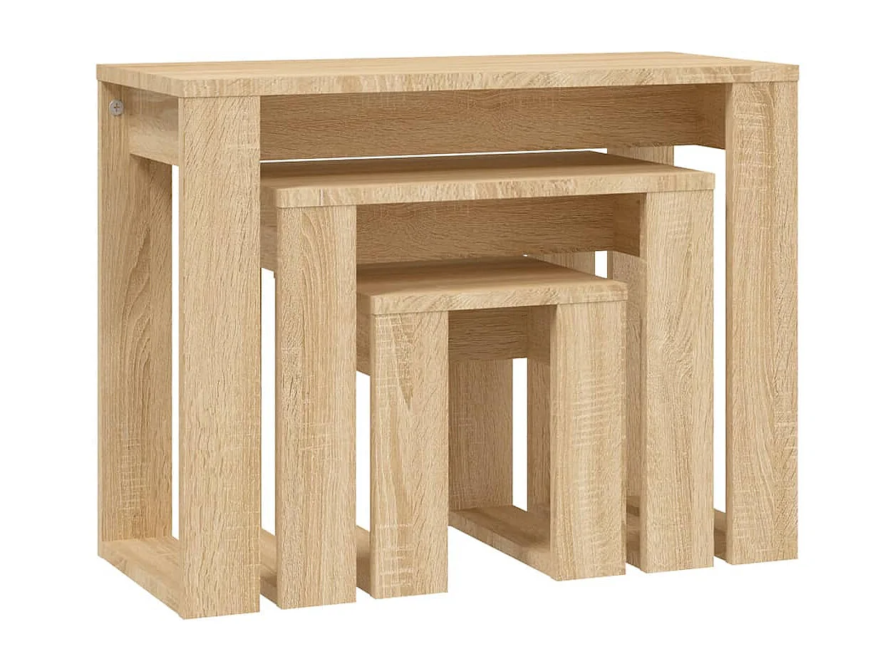 Tables gigognes 3 pcs Chêne sonoma Bois d'ingénierie